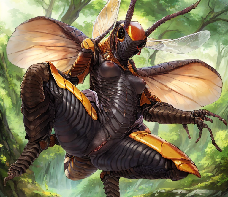 Insect Furry Porn Human - AI Anthro Insects With Wings And Breasts\